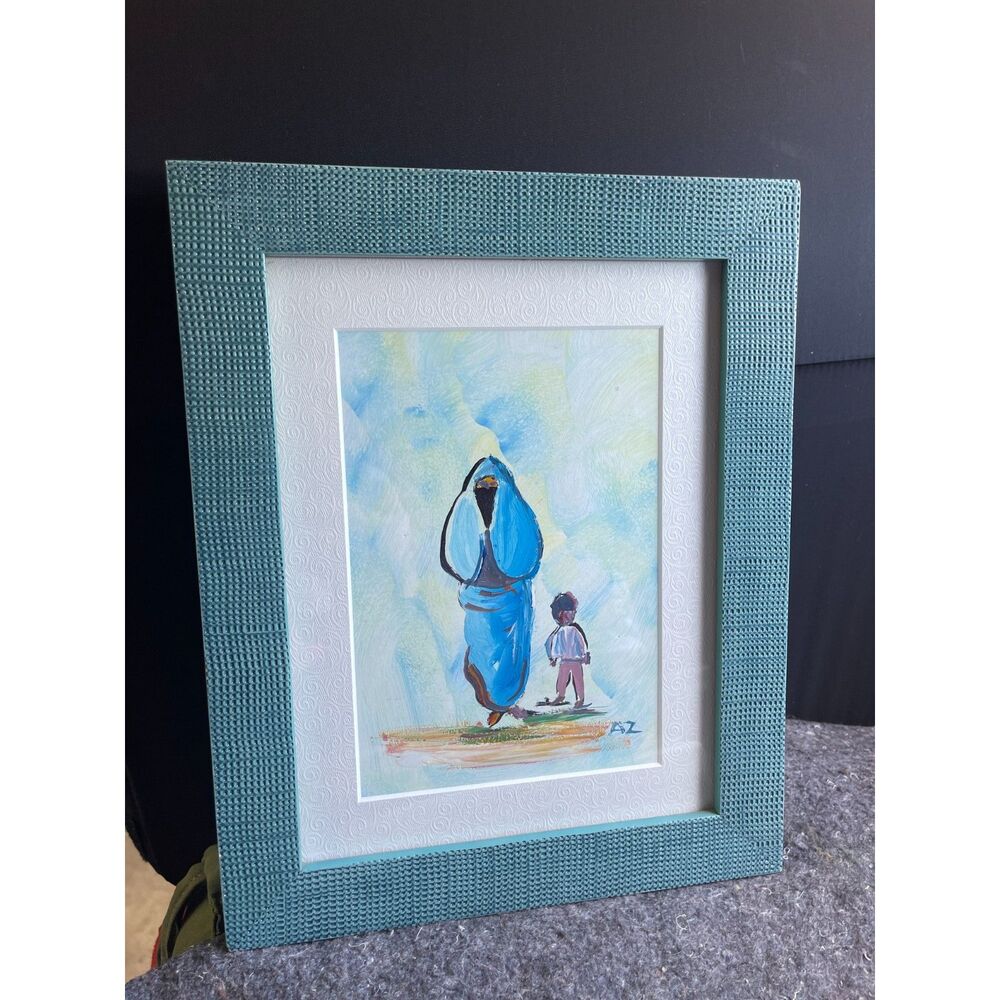 Mother & Son Traditional Garb Original Art ~ Desert Scene ~ Framed ~Signed AZ - Picture 6 of 8